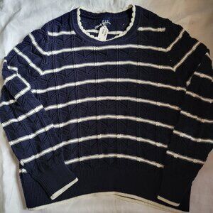 Gap Navy and White Knit Sweater XL